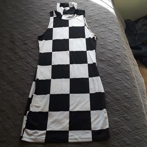 Checkered Black and White Dress